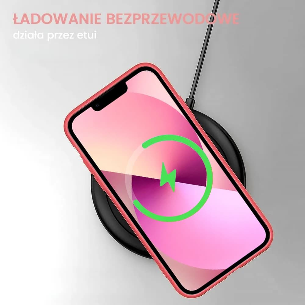 Etui do iPhone 13 silikonowe z mikrofibrą soft touch z osłoną na aparat, jasny bordowy