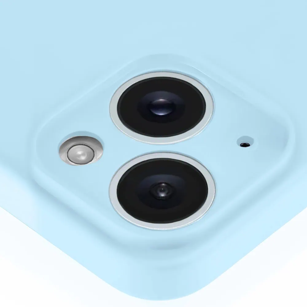 Etui do iPhone 13 silikonowe z mikrofibrą soft touch z osłoną na aparat, jasny niebieski