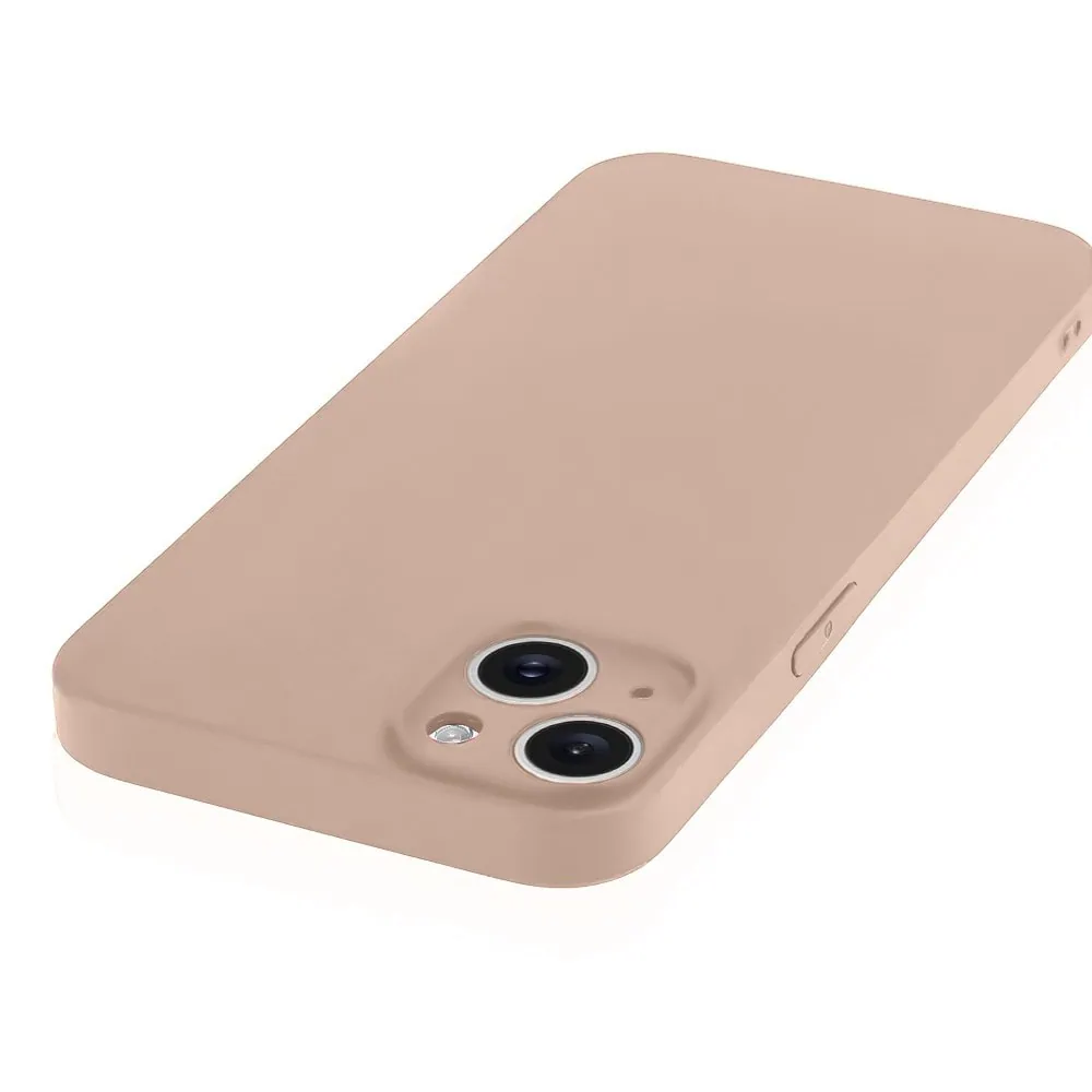 Etui do iPhone 13 silikonowe z mikrofibrą soft touch z osłoną na aparat, kawowe