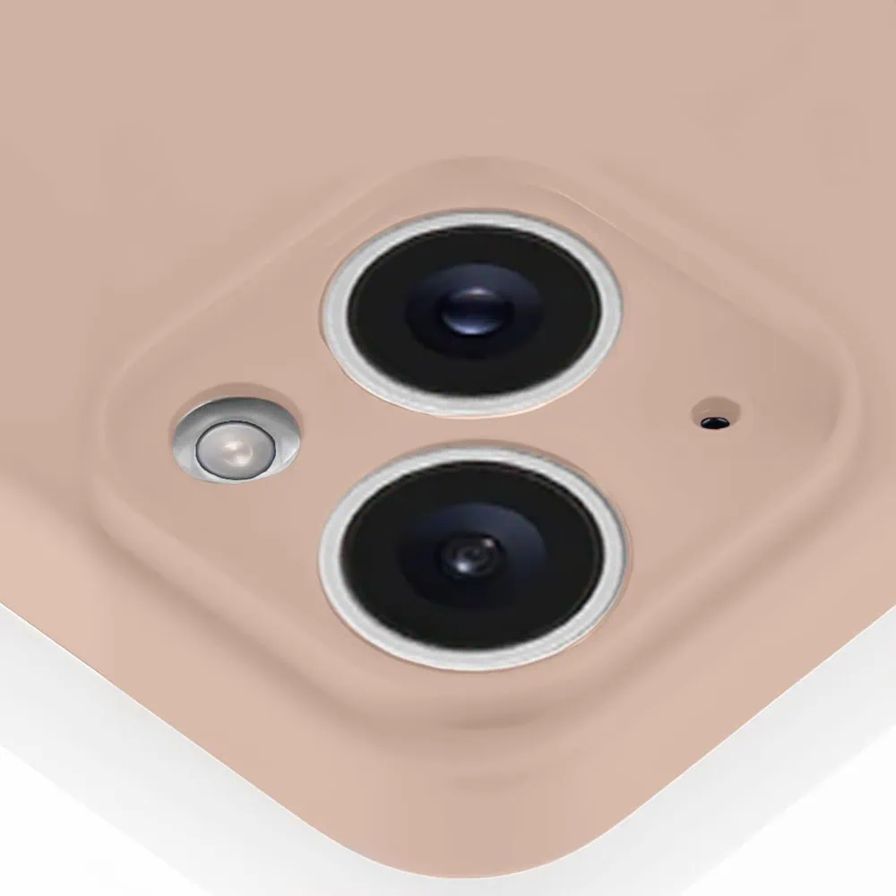 Etui do iPhone 13 silikonowe z mikrofibrą soft touch z osłoną na aparat, kawowe