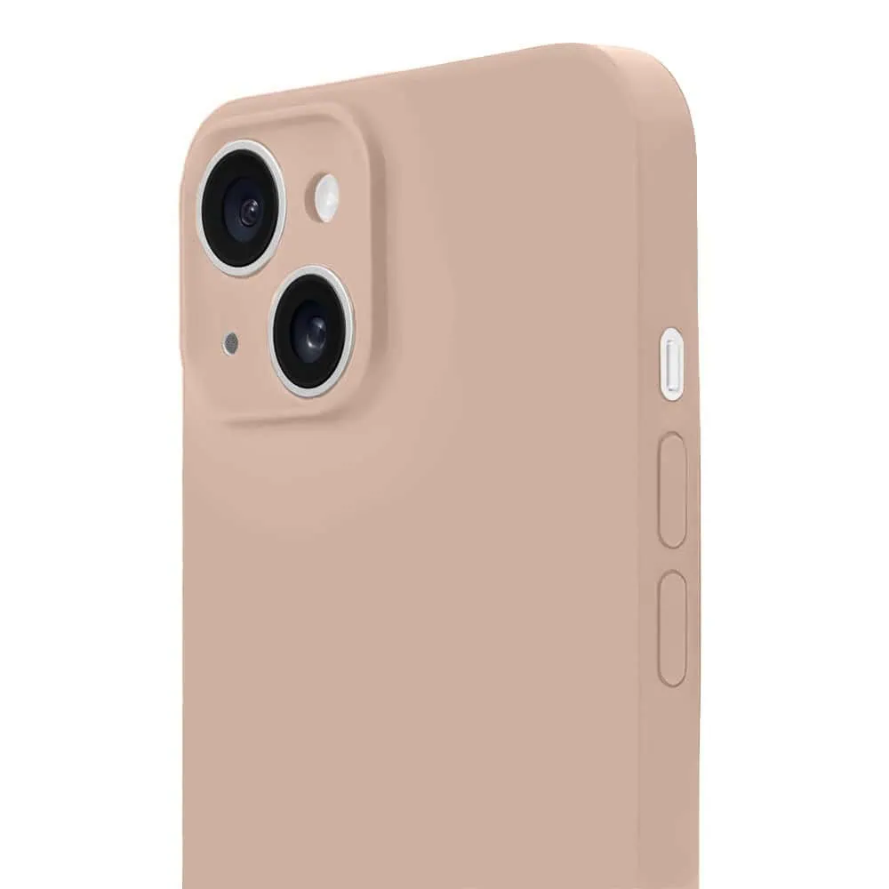 Etui do iPhone 13 silikonowe z mikrofibrą soft touch z osłoną na aparat, kawowe