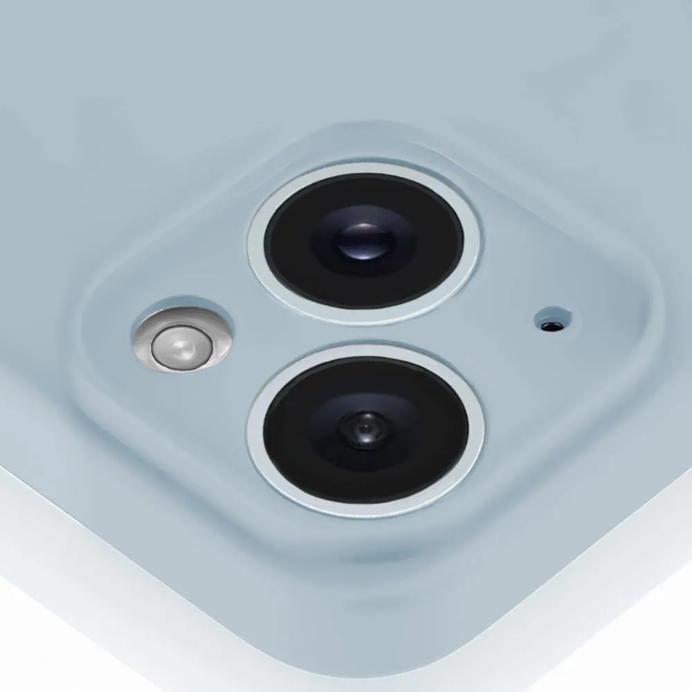 Etui do iPhone 13 silikonowe z mikrofibrą soft touch z osłoną na aparat, lodowy błękit
