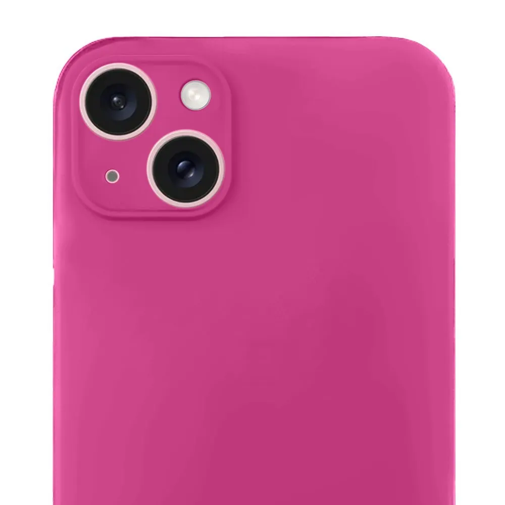 Etui do iPhone 13 silikonowe z mikrofibrą soft touch z osłoną na aparat, malinowe