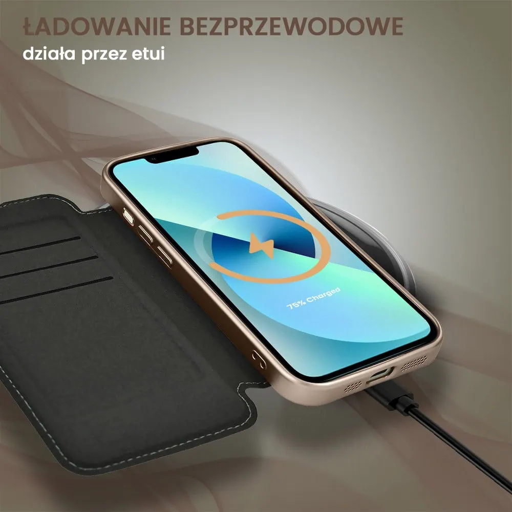Etui do iPhone 13 typu książka Book Magsafe Lens Protect, z klapką, pustynny brąz