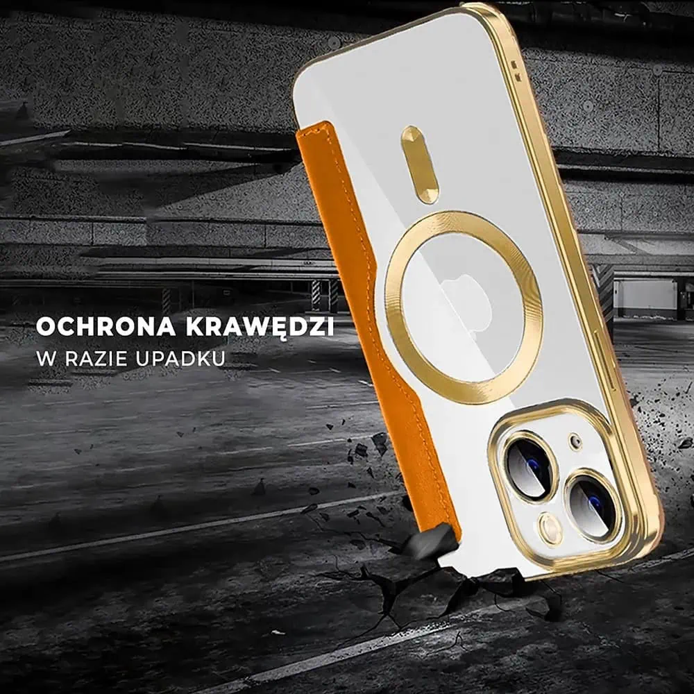 Etui do iPhone 13 typu książka Book Magsafe Lens Protect, z klapką, złote