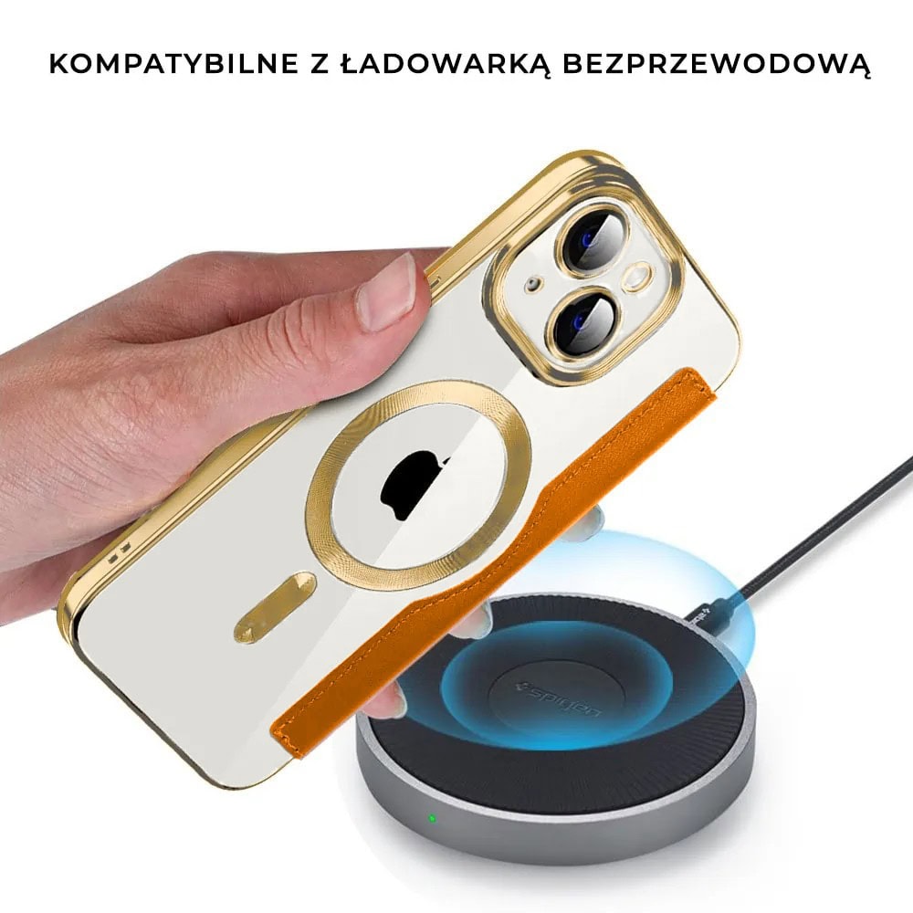 Etui do iPhone 13 typu książka Book Magsafe Lens Protect, z klapką, złote
