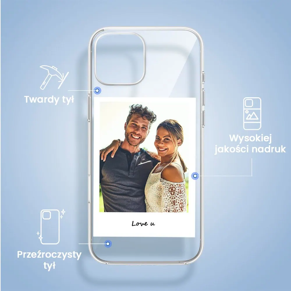 Etui do iPhone 13 Mini z MagSafe, Polaroid z własnym zdjęciem, upominek na prezent, przeźroczyste