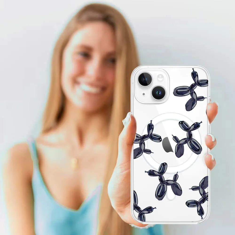 Etui do iPhone 13 Mini z MagSafe, balonowe pieski, przeźroczyste