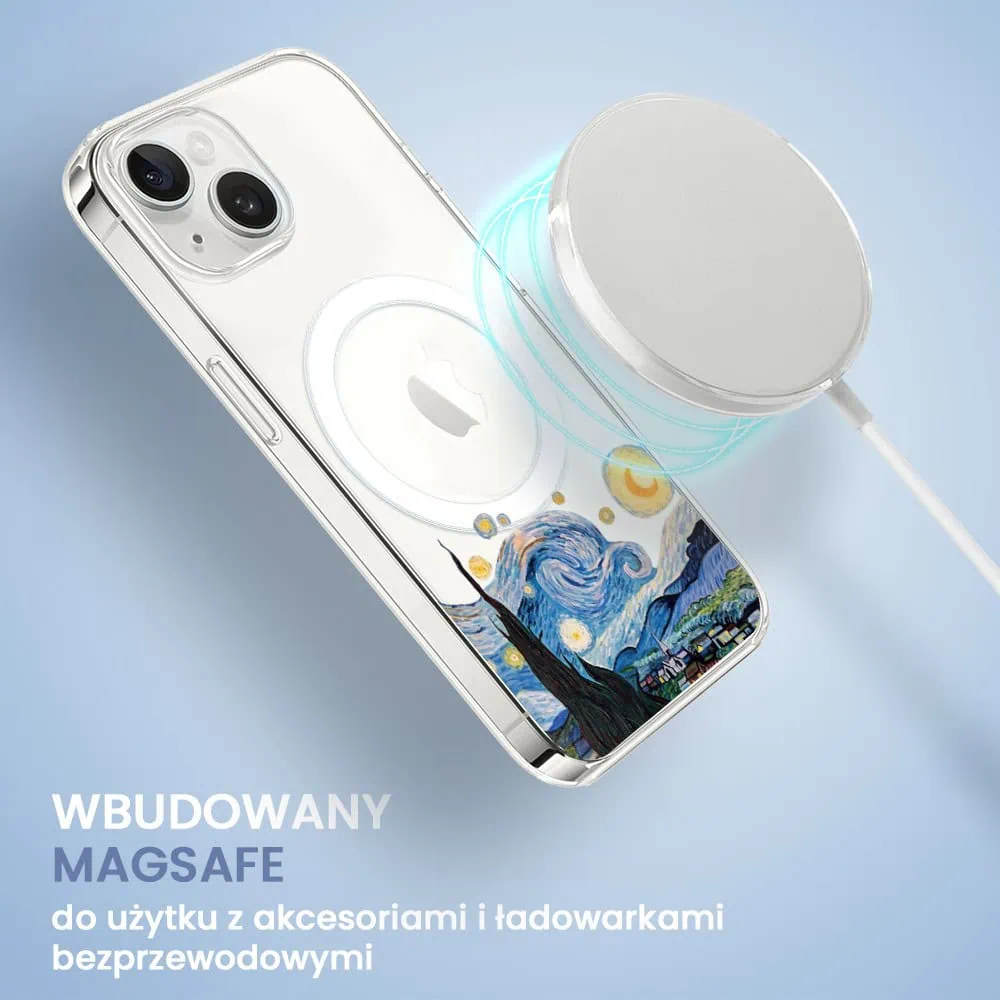 Etui do iPhone 13 Mini z MagSafe, obraz Van Gogh, przeźroczyste