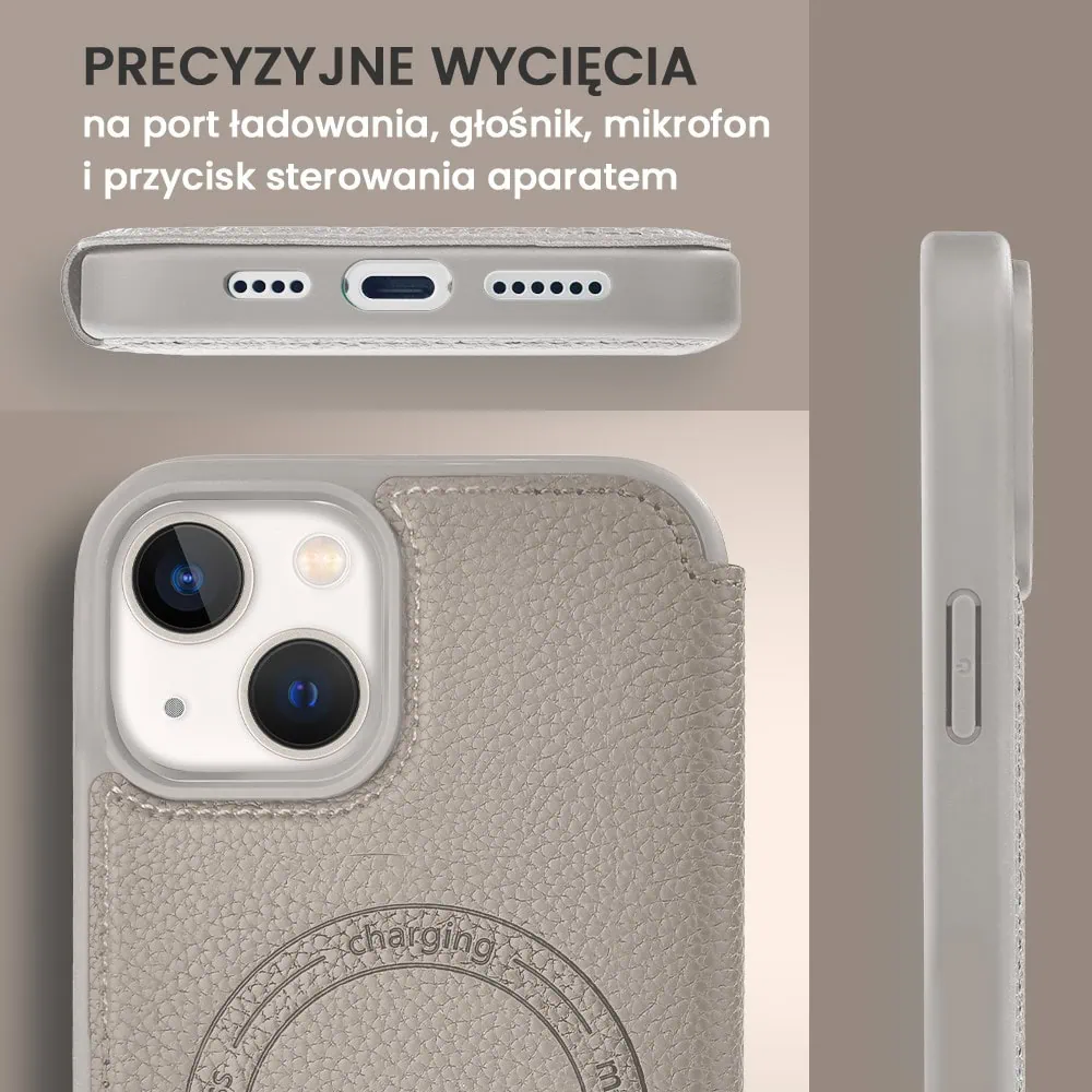 Etui do iPhone 13 z klapką Solid MagSafe Book, typu książka, szare