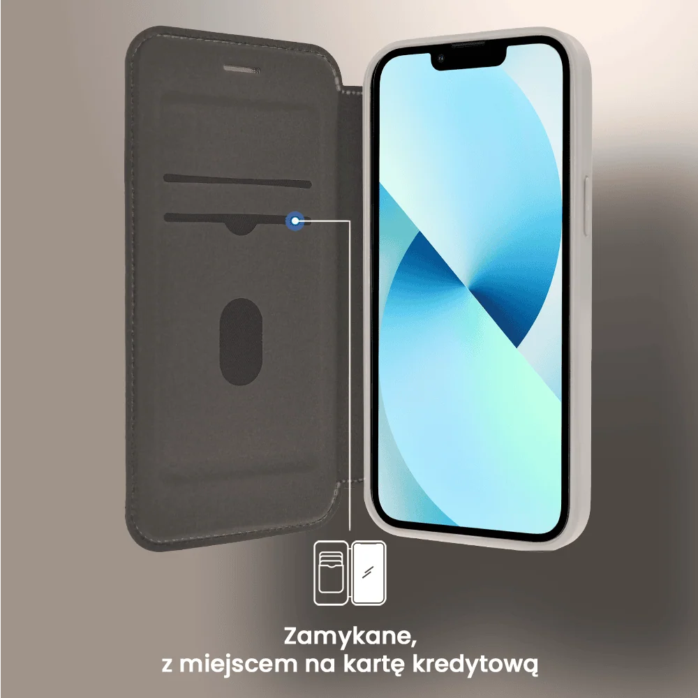 Etui do iPhone 13 z klapką Solid MagSafe Book, typu książka, szare