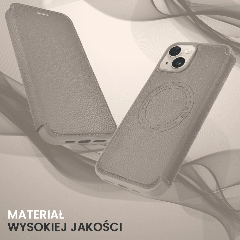 Etui do iPhone 13 z klapką Solid MagSafe Book, typu książka, szare