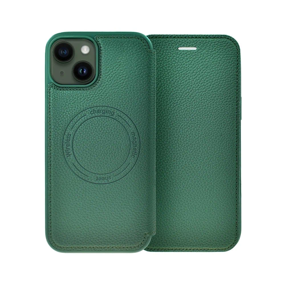 Etui do iPhone 13 z klapką Solid MagSafe Book, typu książka, zielone