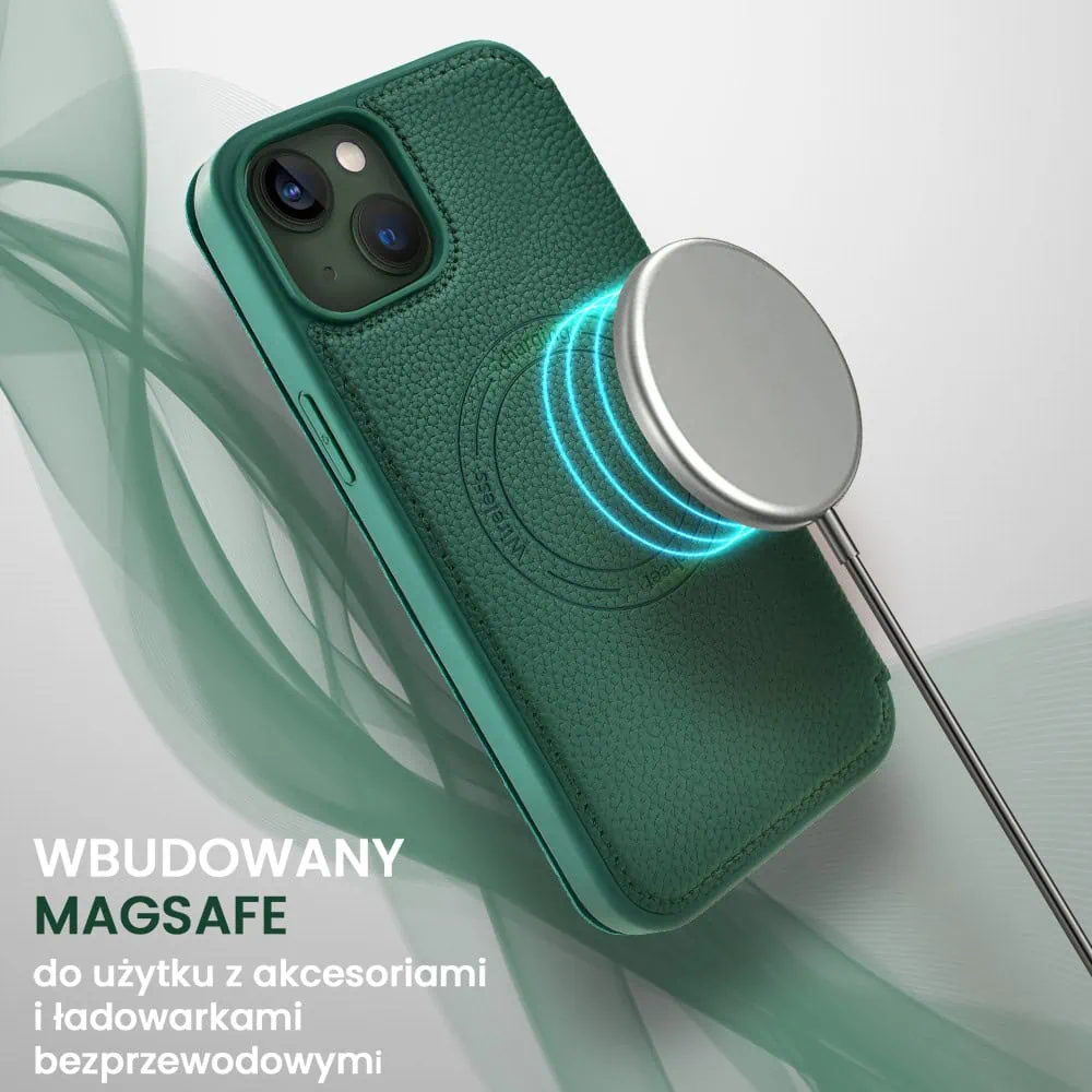 Etui do iPhone 13 z klapką Solid MagSafe Book, typu książka, zielone