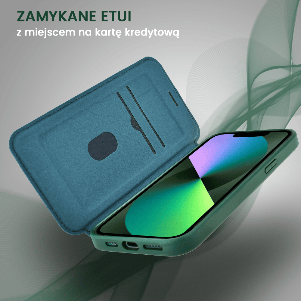 Etui do iPhone 13 z klapką Solid MagSafe Book, typu książka, zielone