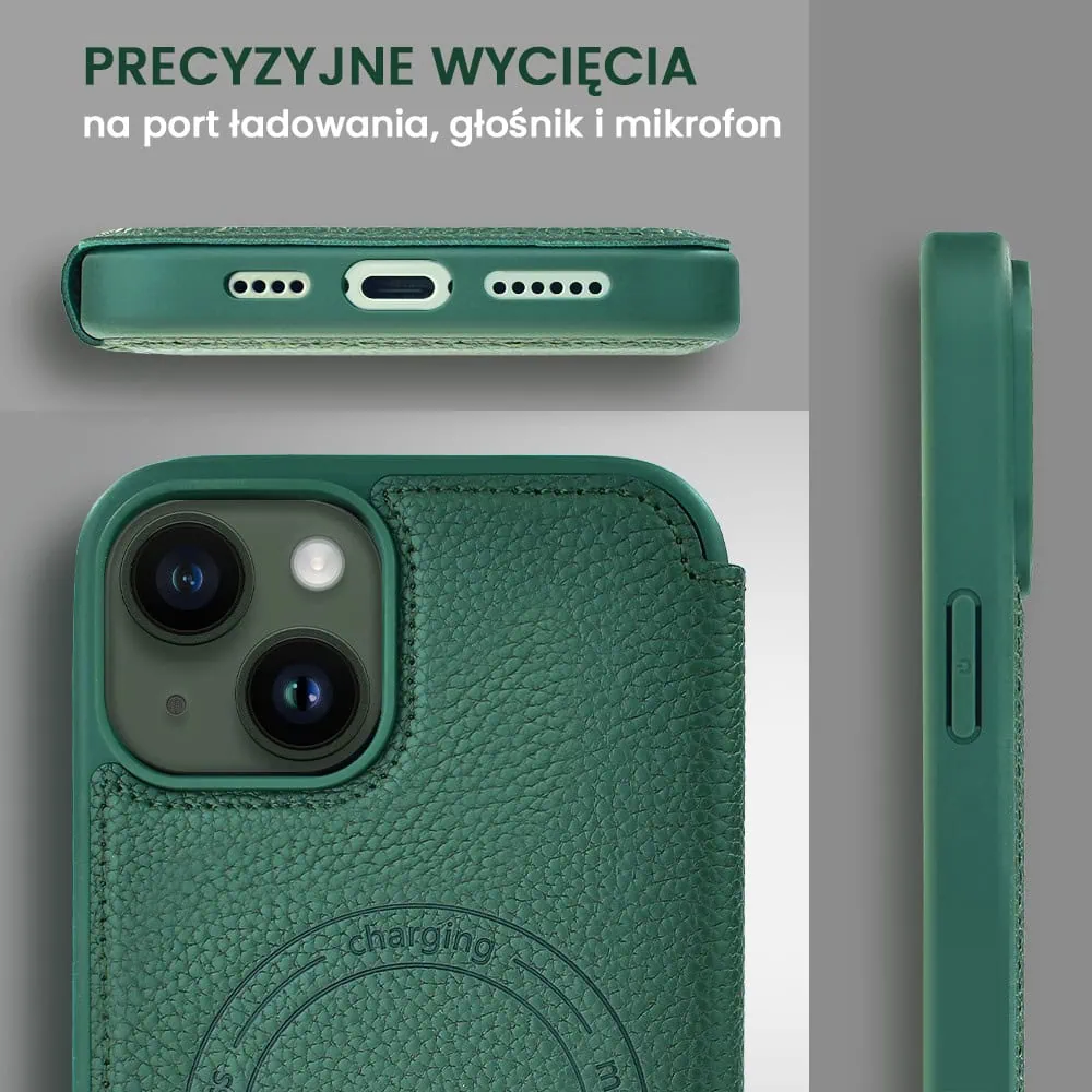 Etui do iPhone 13 z klapką Solid MagSafe Book, typu książka, zielone
