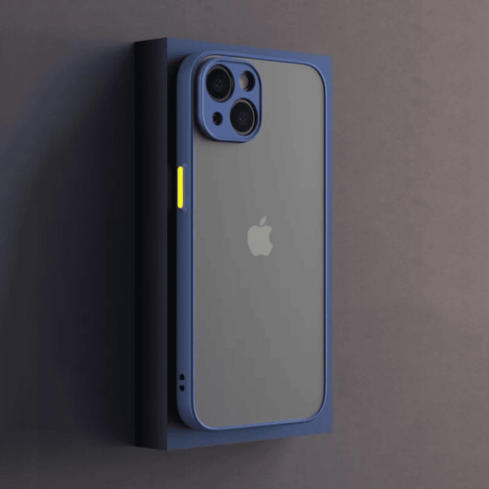 Etui do iPhone 13 półprzeźroczyste matowe z ochroną aparatu, niebieskie (OUTLET)