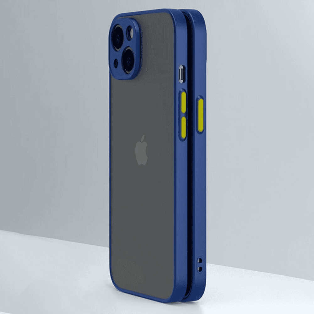 Etui do iPhone 13 półprzeźroczyste matowe z ochroną aparatu, niebieskie (OUTLET)