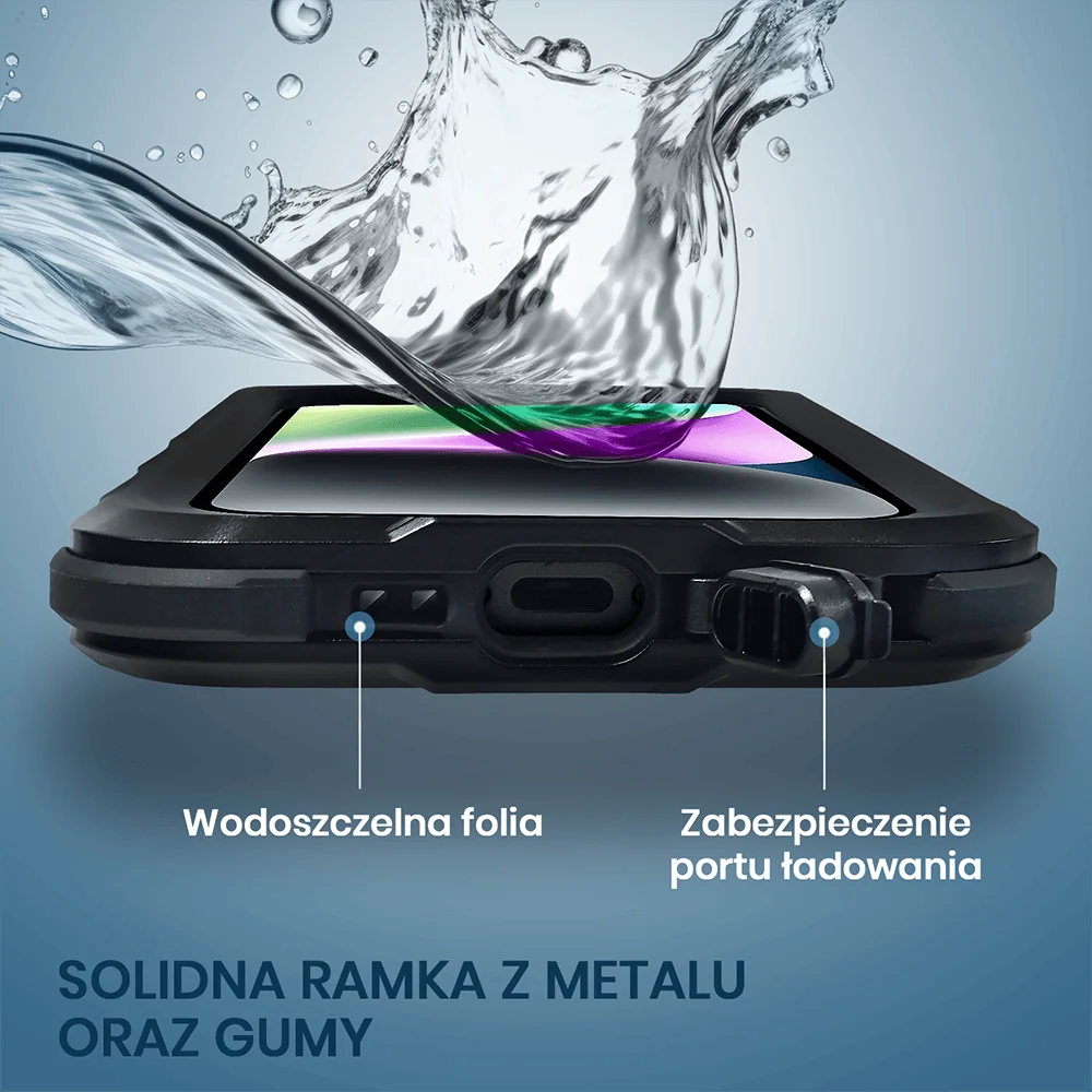 Etui do iPhone 14 Plus TOTAL Protect z Magsafe, wodoodporne, metalowe, przeźroczyste, czarne