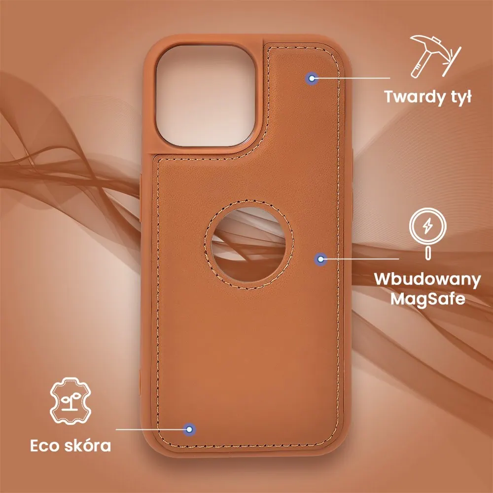 Etui do iPhone 14 2w1 Magsafe Double Wallet, zestaw etui oraz kabura ze smyczą, brązowe