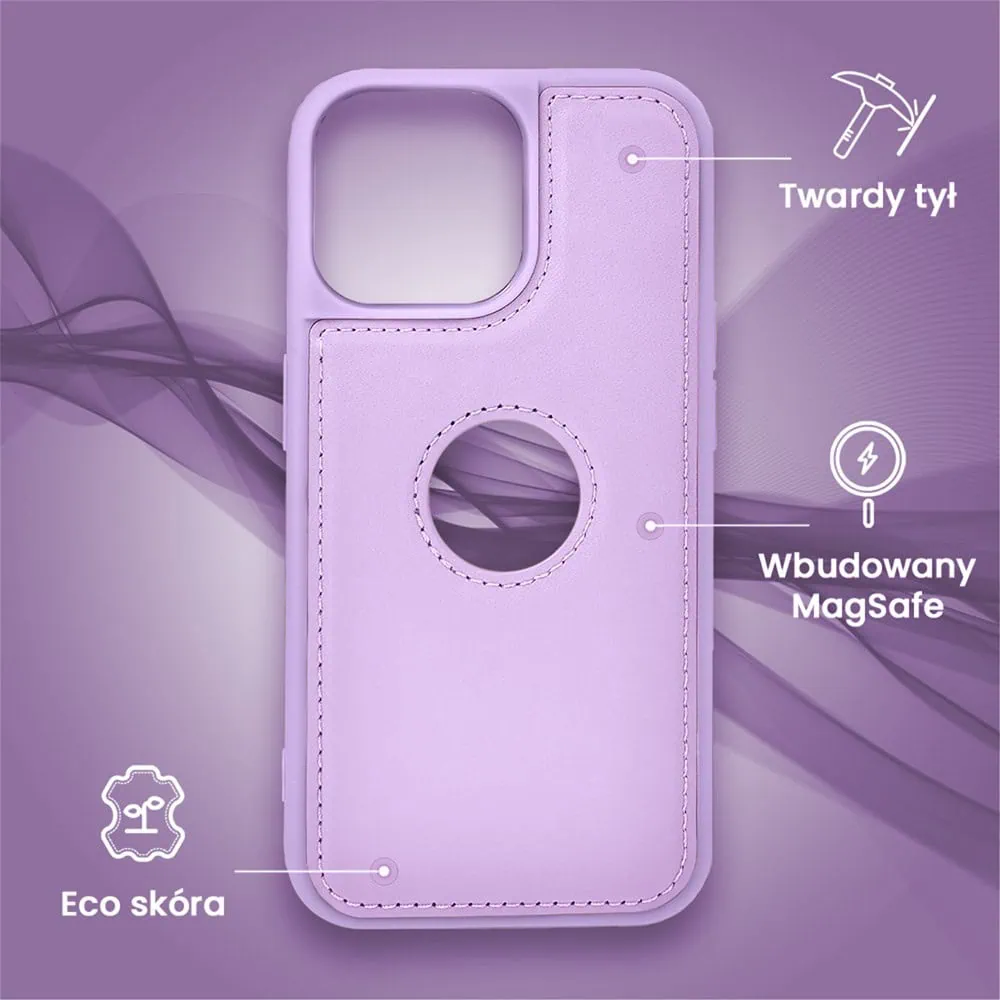 Etui do iPhone 14 2w1 Magsafe Double Wallet, zestaw etui oraz kabura ze smyczą, fioletowe