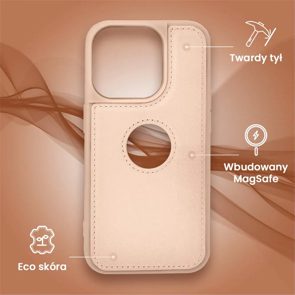 Etui do iPhone 14 2w1 Magsafe Double Wallet, zestaw etui oraz kabura ze smyczą, różowe