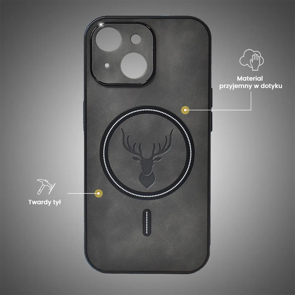 Etui do iPhone 15 Alcantara Magsafe Cover, przyjemne w dotyku, czarne