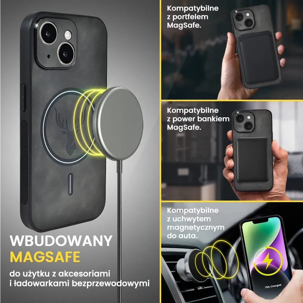 Etui do iPhone 14 Alcantara Magsafe Cover, przyjemne w dotyku, czarne