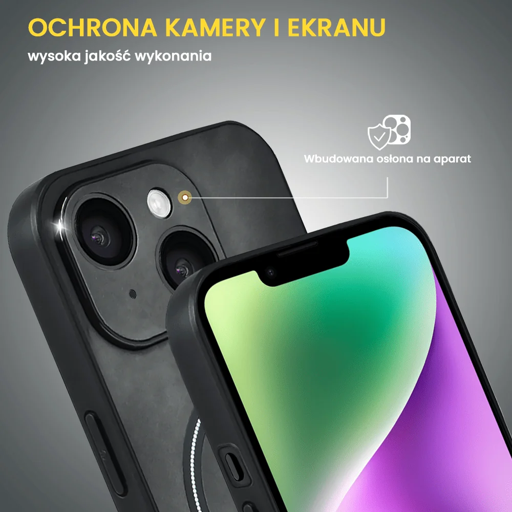 Etui do iPhone 14 Alcantara Magsafe Cover, przyjemne w dotyku, czarne