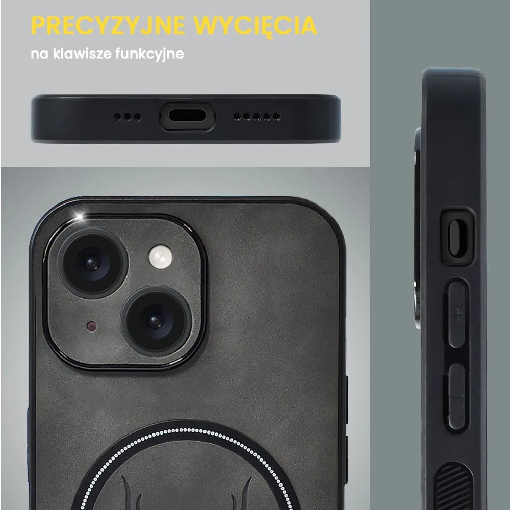 Etui do iPhone 15 Alcantara Magsafe Cover, przyjemne w dotyku, czarne