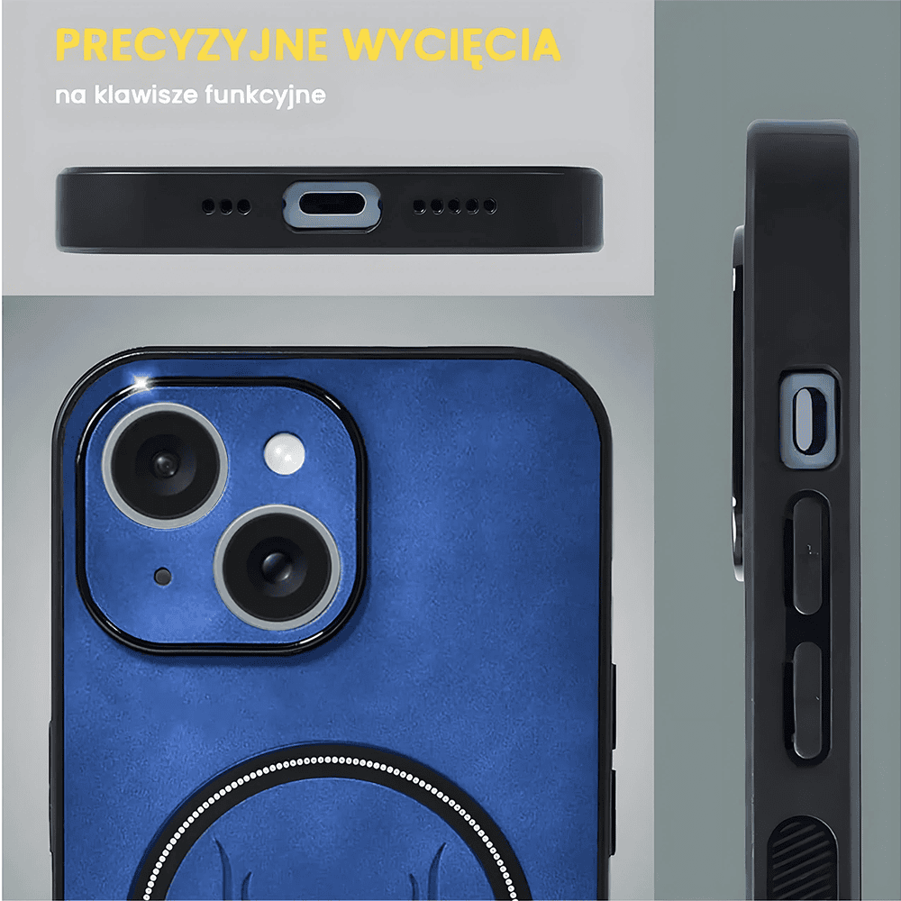 Etui do iPhone 14 Alcantara Magsafe Cover, przyjemne w dotyku, niebieskie