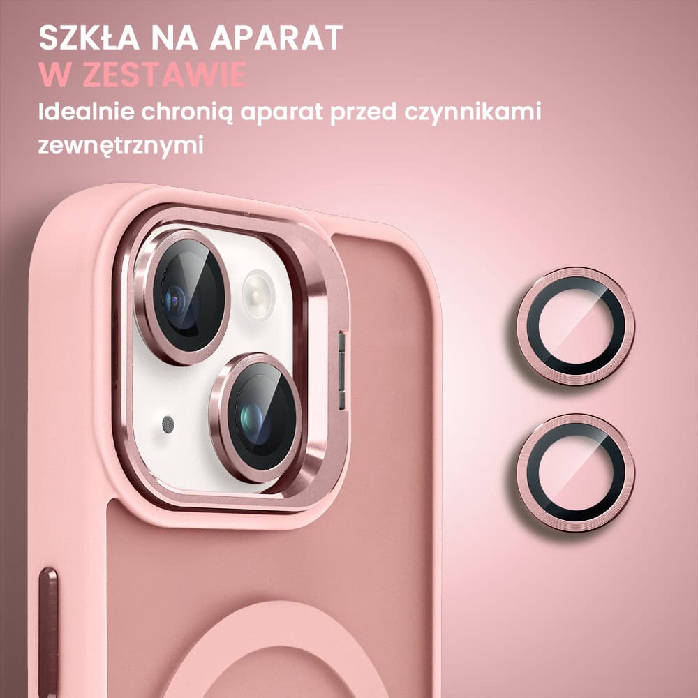 Etui do iPhone 14 Arctic Stand, półprzeźroczyste, z osłoną aparatu i podstawką, różowe