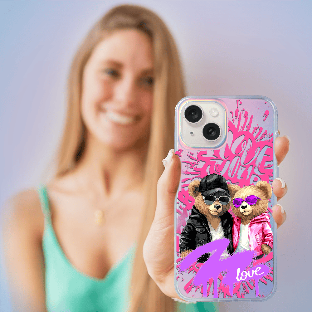 Etui do iPhone 14 Bear With Me, Couple in Love, zakochana para, zmieniające kolor