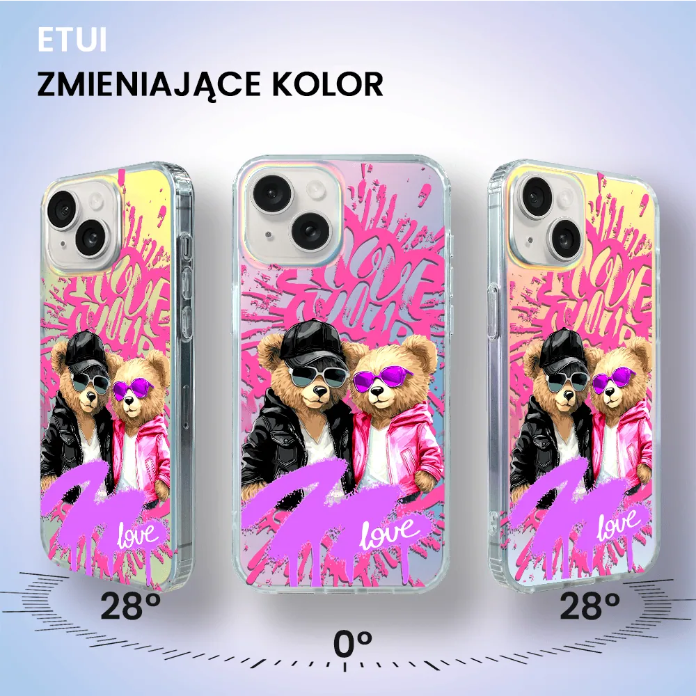 Etui do iPhone 14 Bear With Me, Couple in Love, zakochana para, zmieniające kolor