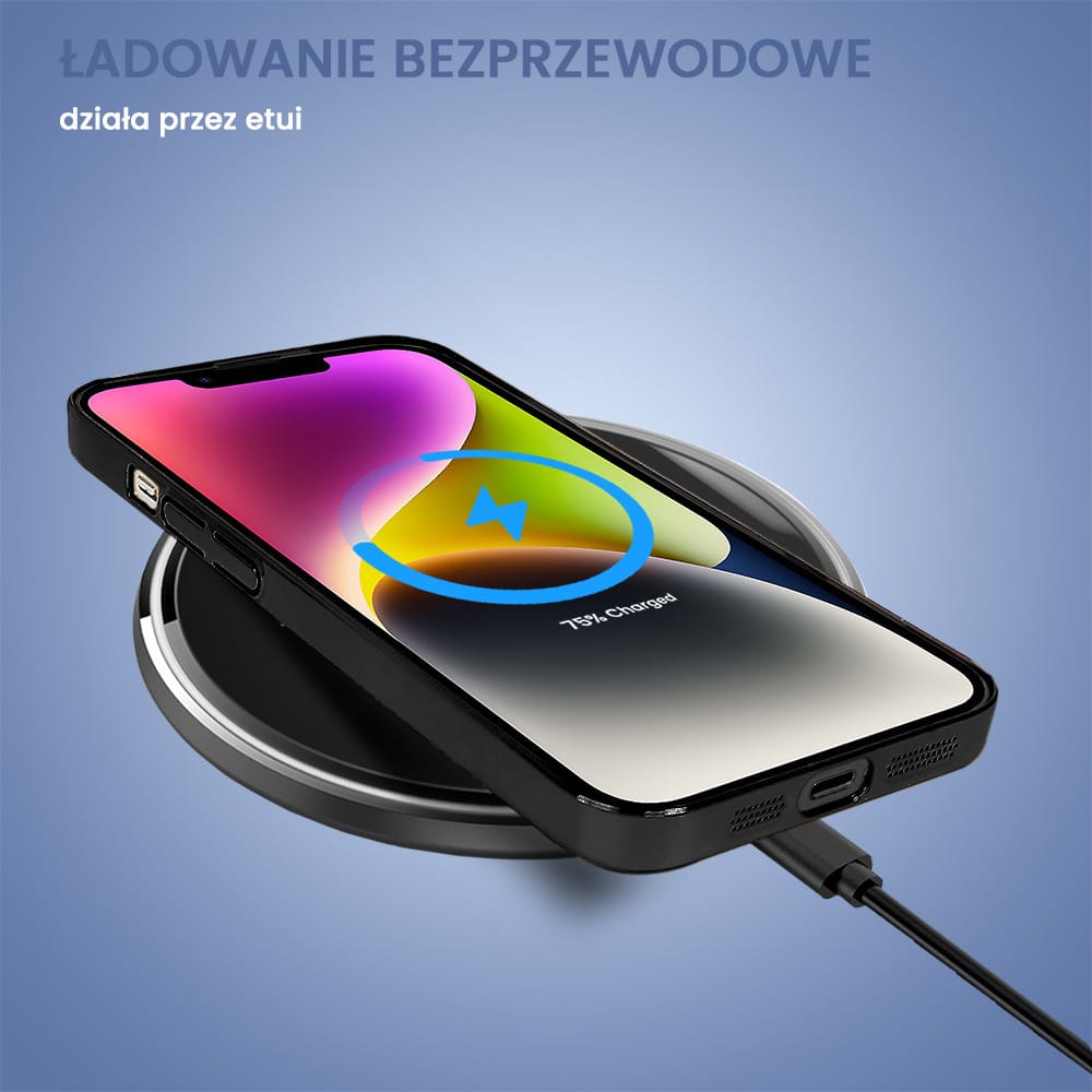 Etui do iPhone 13 Black Ring z MagSafe, twardy tył, hybrydowa ochrona kamery, czarne (OUTLET)