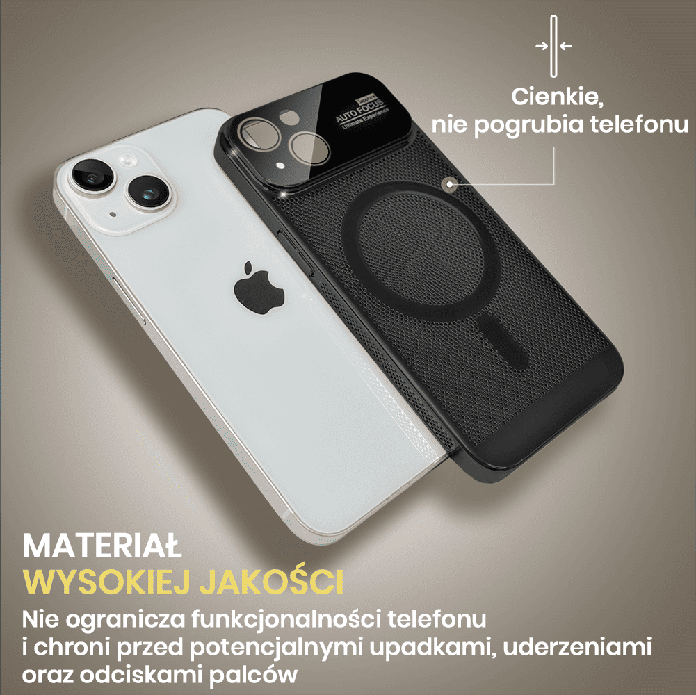 Etui do iPhone 14 Camera Beam Magsafe oddychające, czarne