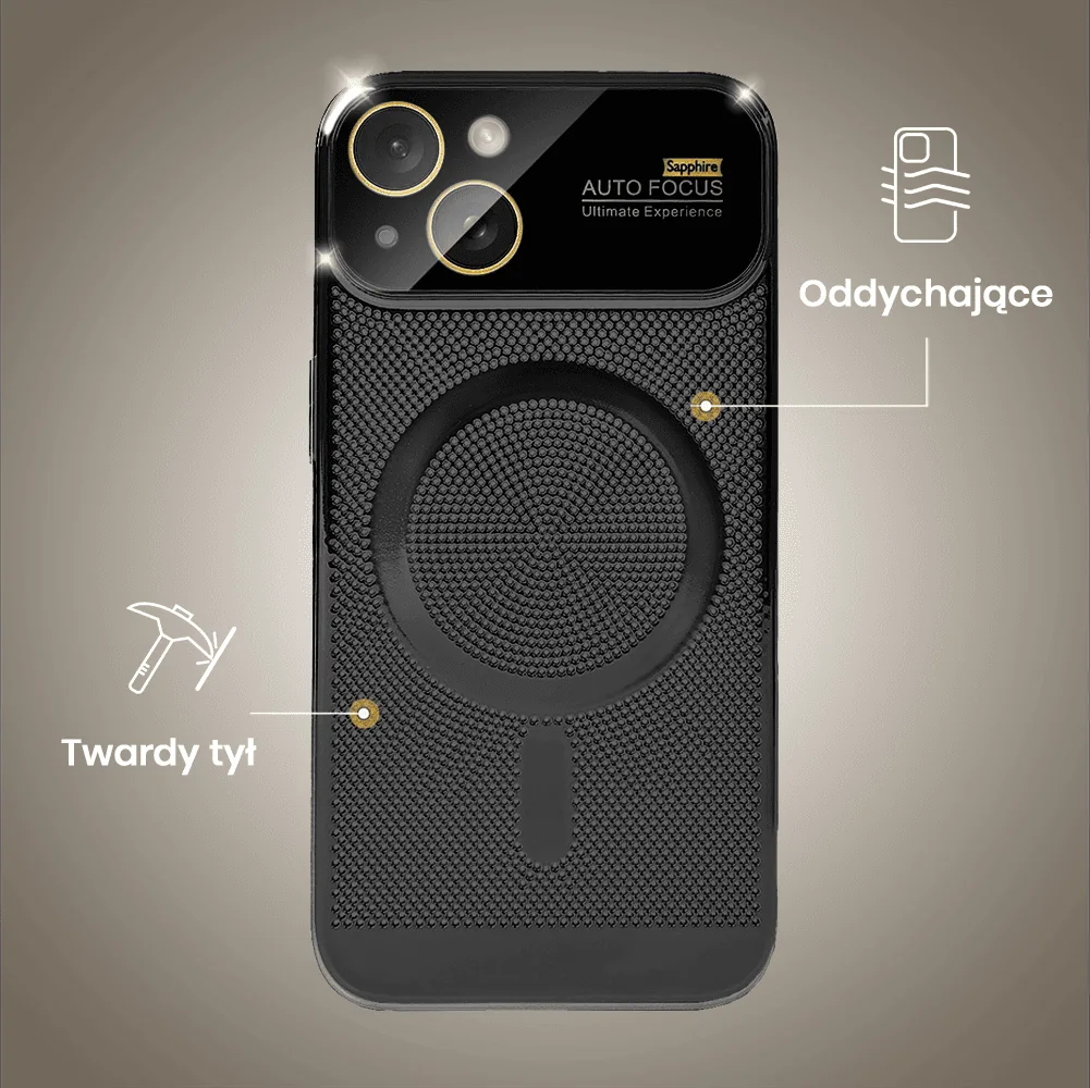 Etui do iPhone 14 Camera Beam Magsafe oddychające, czarne