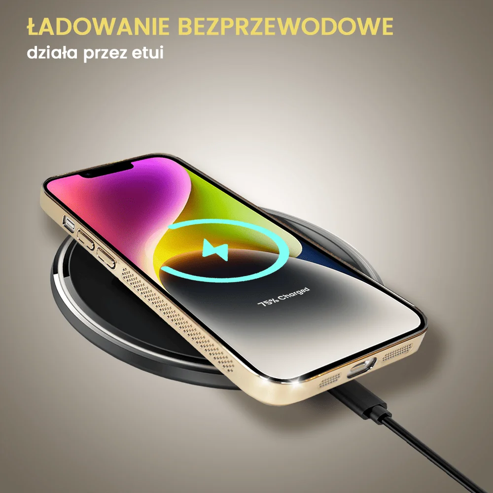 Etui do iPhone 14 Camera Beam Magsafe oddychające, złote