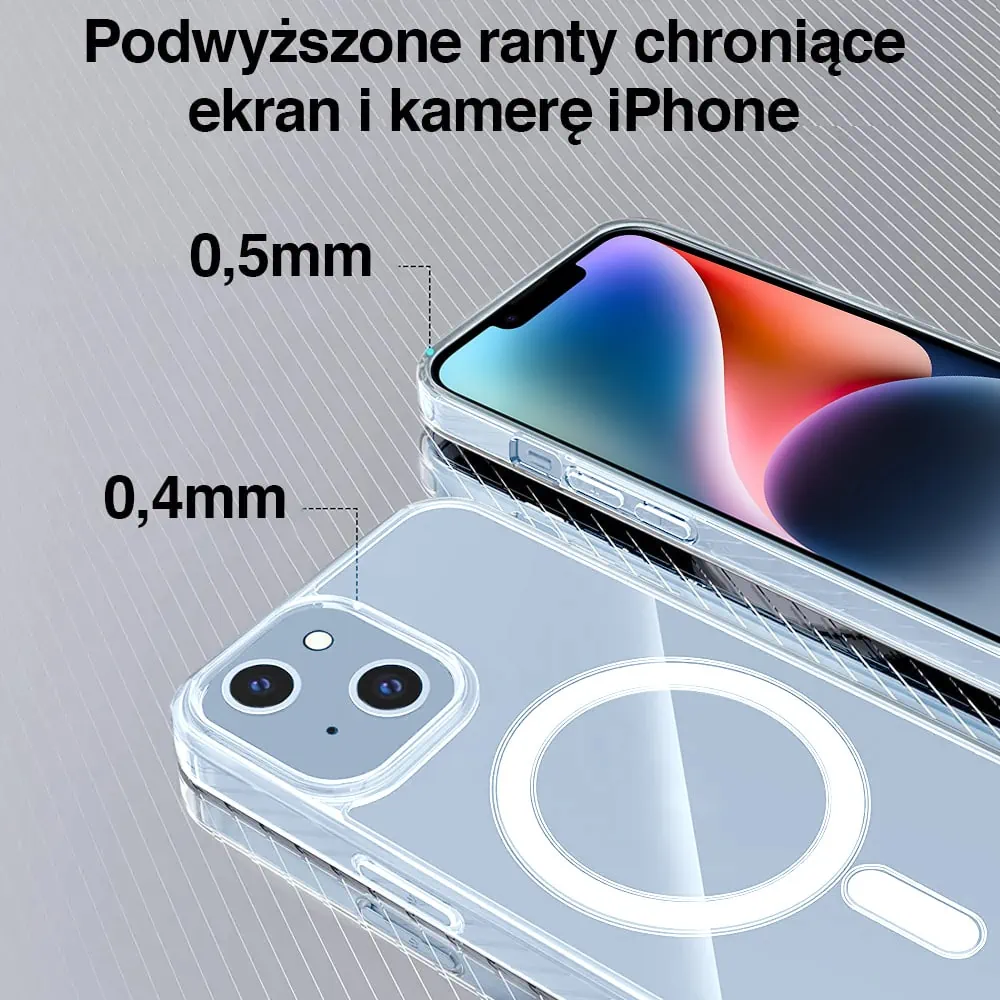 Etui do iPhone 14 Clear Case, twardy tył z MagSafe, przeźroczyste