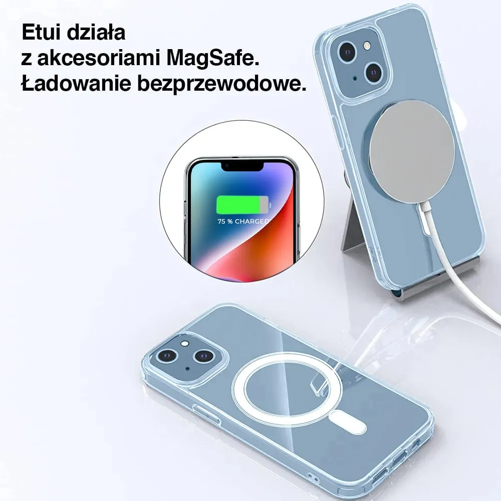 Etui do iPhone 14 Clear Case, twardy tył z MagSafe, przeźroczyste