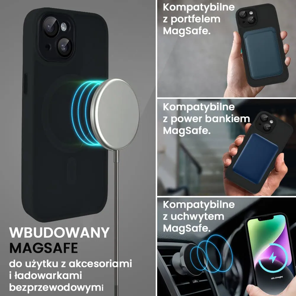 Etui do iPhone 14 Color Flush z Magsafe, z osłoną aparatu, czarne