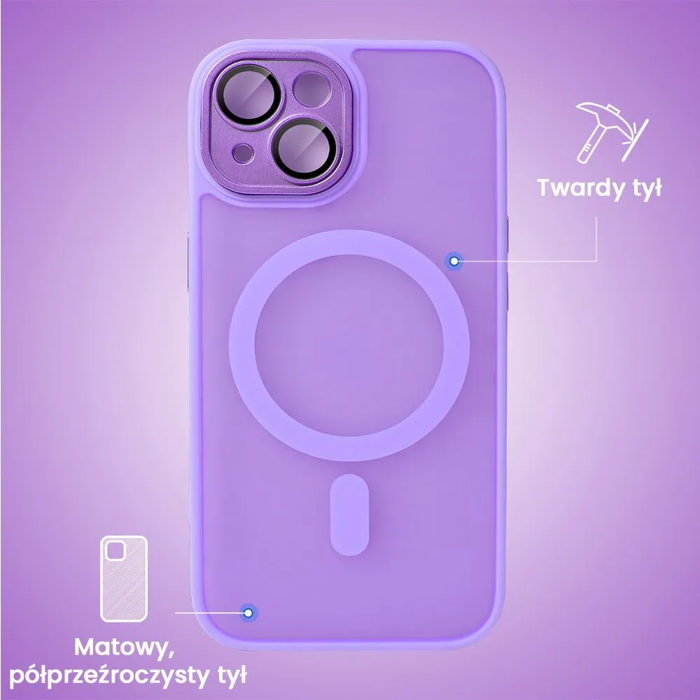 Etui do iPhone 14 Color Flush z Magsafe, z osłoną aparatu, fioletowe (OUTLET)
