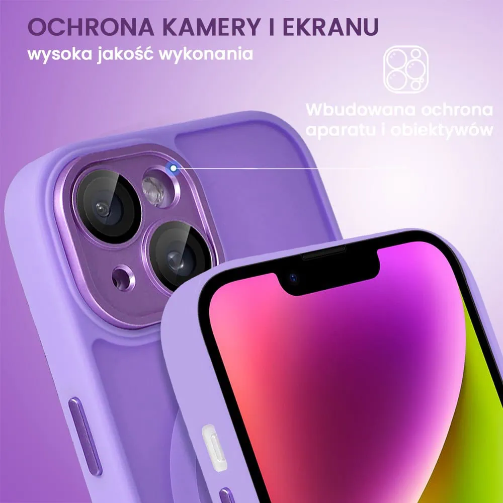 Etui do iPhone 14 Color Flush z Magsafe, z osłoną aparatu, fioletowe (OUTLET)