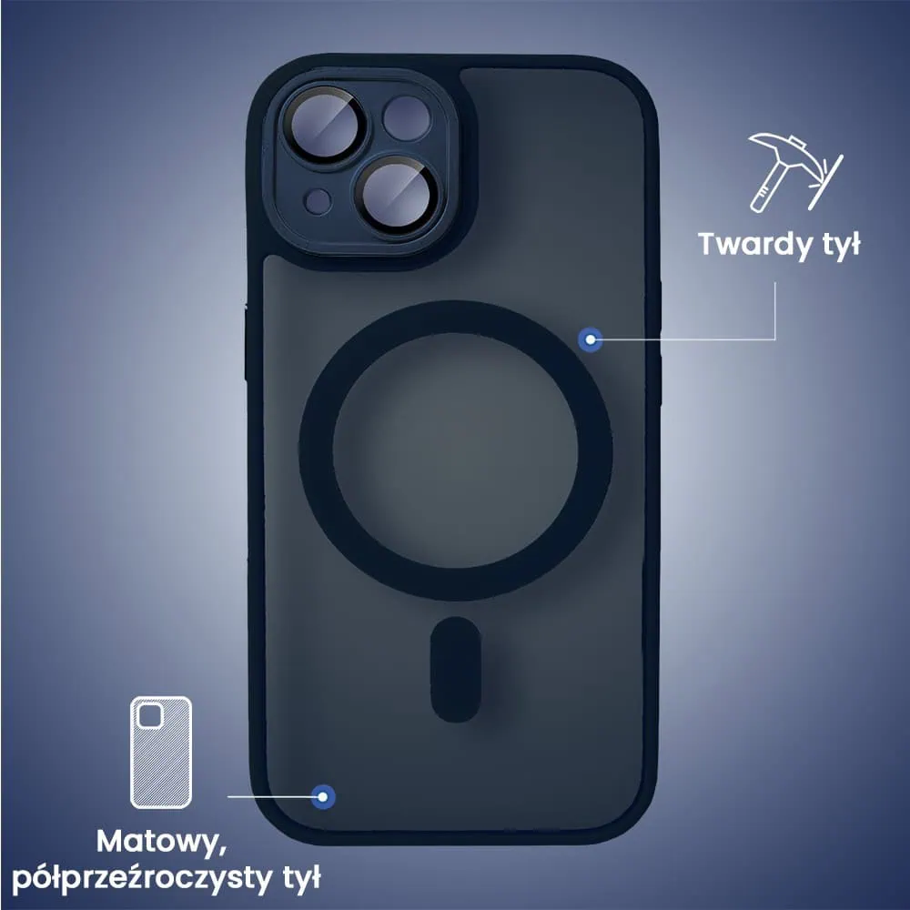 Etui do iPhone 14 Color Flush z Magsafe, z osłoną aparatu, granatowe (OUTLET)