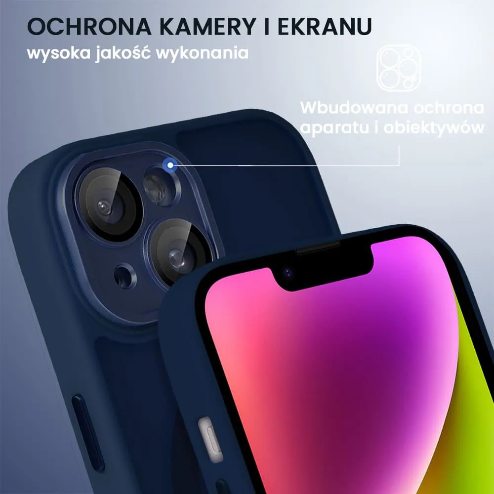 Etui do iPhone 14 Color Flush z Magsafe, z osłoną aparatu, granatowe (OUTLET)
