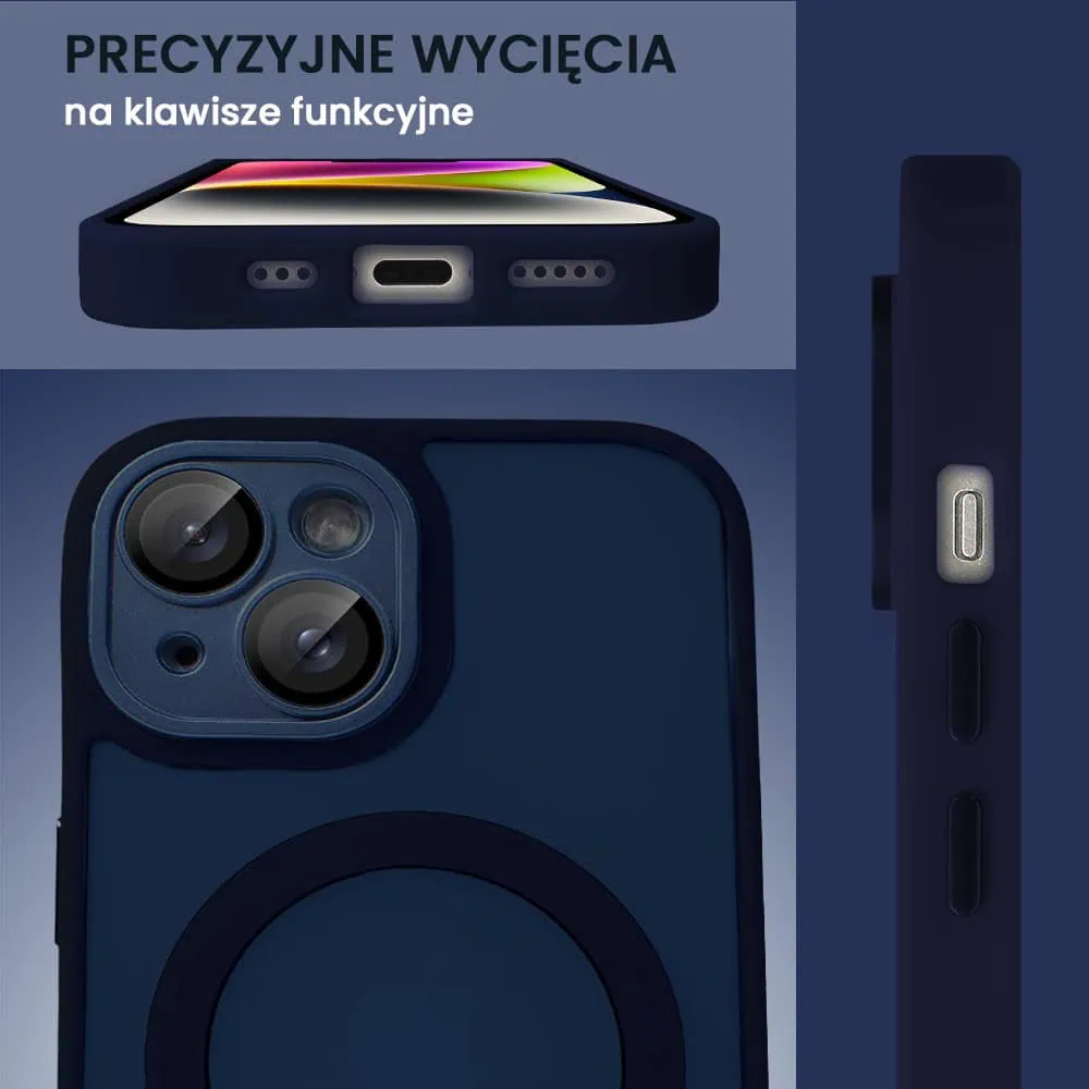 Etui do iPhone 14 Color Flush z Magsafe, z osłoną aparatu, granatowe (OUTLET)