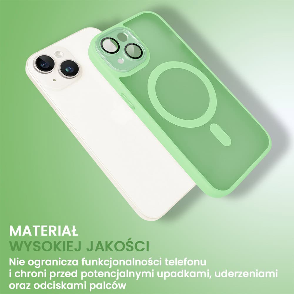 Etui do iPhone 14 Color Flush z Magsafe, z osłoną aparatu, jasna zieleń