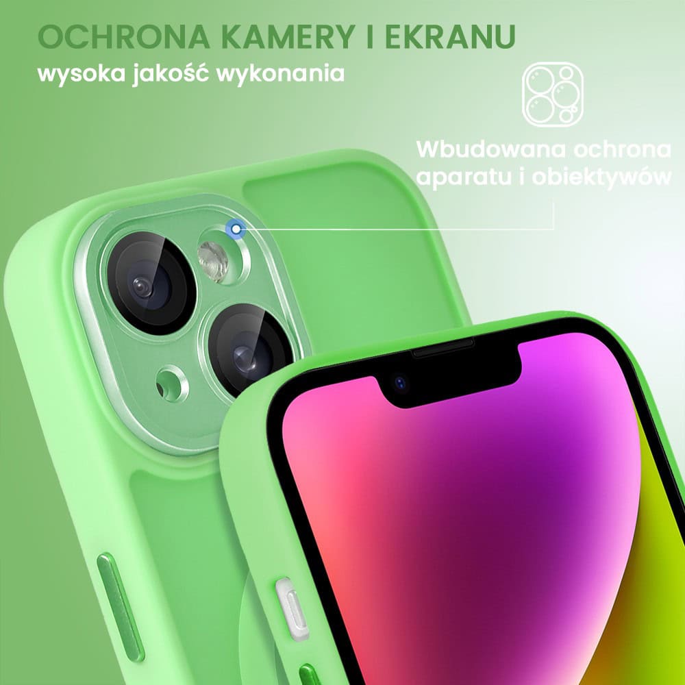 Etui do iPhone 14 Color Flush z Magsafe, z osłoną aparatu, jasna zieleń