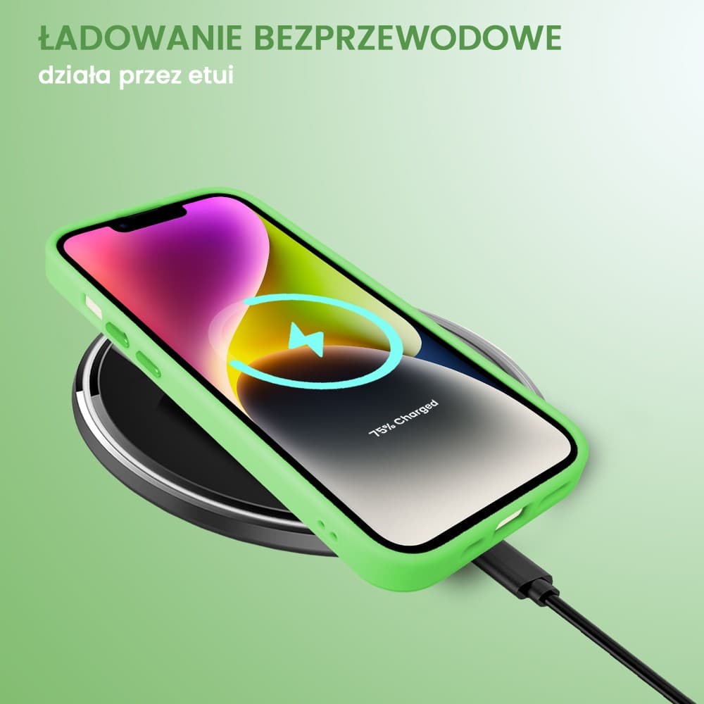 Etui do iPhone 14 Color Flush z Magsafe, z osłoną aparatu, jasna zieleń