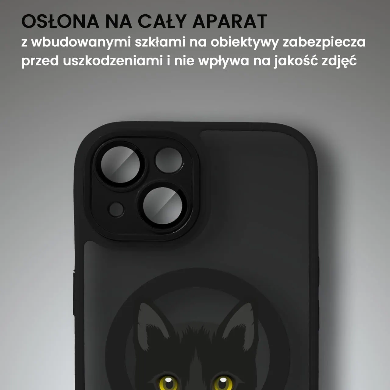 Etui do iPhone 14 Color Flush z Magsafe, z osłoną aparatu, kot bombajski, czarne